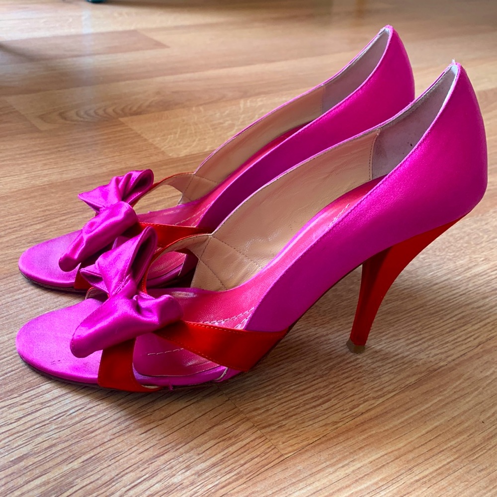 Kate Spade Pink & Red Satin Pumps
